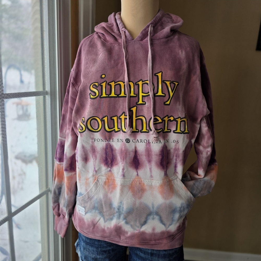 Simply Southern Tie-Dye Hoodie | "She Is Beauty" Back Graphic | Size S
